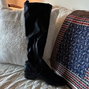 Nine West Elegant Black Knee-High Women's Boots side ankle zip 10M